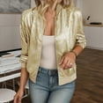 thumbnail image 2 of Towmus Women's Metallic Bomber Jacket Lightweight Zip Up Long Sleeve Fashion Jacket Outwear, 2 of 4