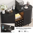 thumbnail image 4 of ROGALIS 55" Wine Bar Cabinet with LED Light,Modern Liquor Whiskey Coffee Station with Wine Rack and Glass Holder, Farmhouse Large Buffet Sideboard for Dining Room, Living Room, Kitchen,  Black, 4 of 9