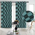 Blue and Black Wavy Checkered Pattern Blackout Curtains,Triple Weaved ...