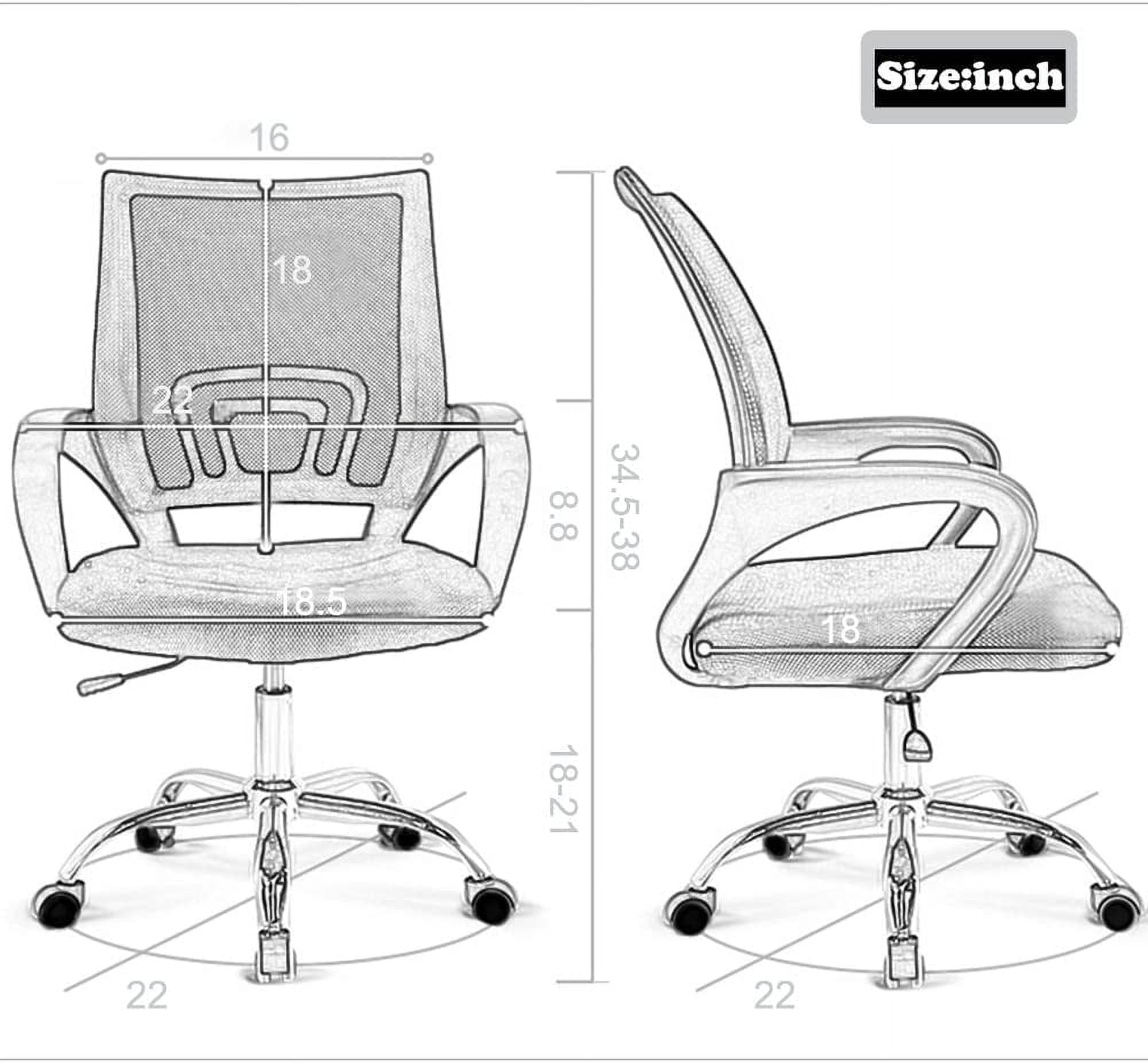  Ergonomic Office Chair Cheap Desk Chair Mesh Computer Chair  with Lumbar Support Arms Modern Cute Swivel Rolling Task Mid Back Executive  Chair for Women Men Adults Girls,Black : Home & Kitchen