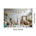 thumbnail image 2 of Pastel Colored Floral Bunny Themed Easter Banner Party Decorations Background Backdrop for Easter Celebrations Photography Props Easter Egg Hunts Family Gatherings, 2 of 7