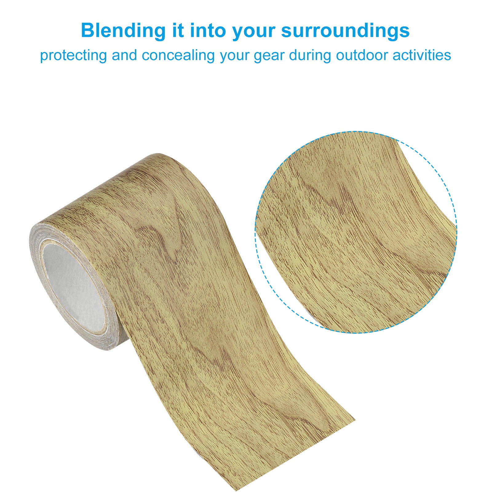 Uxcell Wood Grain Repair Tape 2.2" x 14.99' Self Adhesive Realistic Textured Repair Tape Patch with Scraper Brown Oak