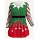 thumbnail image 3 of Plus Size Christmas Casual Outfits Set, Women's Plus Graphic & Stripe Print Long Sleeve Peplum Top & Leggings Outfits Two Piece Set, 3 of 5
