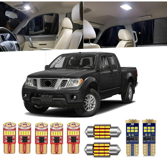 9 Piece Car Interior LED Lights Kit for Nissan Frontier 2005-2021 Interior Map Dome Light License Plate Light Cargo Light Install Tool