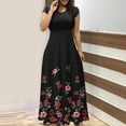 thumbnail image 1 of ICHUANYI Clearance Women's Floral Print Colorful Summer Dress Short Sleeve Dresses Beach Casual Maxi Sundress(Red, S) ICHUANYI WER2023081116399, 1 of 5