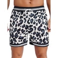 thumbnail image 3 of Miaeowve Men's Leopard Print Shorts with Pockets Quick Dry Stretchy Beach Shorts Swim Trunks Lining White M, 3 of 7