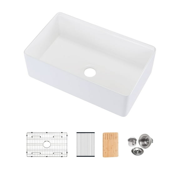 Fireclay 30" L X 20" W Workstation Farmhouse Kitchen Sink With Accessories,Include 4 Accessories