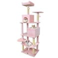 thumbnail image 1 of Costway 70" Cat Tree for Indoor Cats with Padded Top Perch, Dual Condos, Hammock, Platforms Pink, 1 of 10