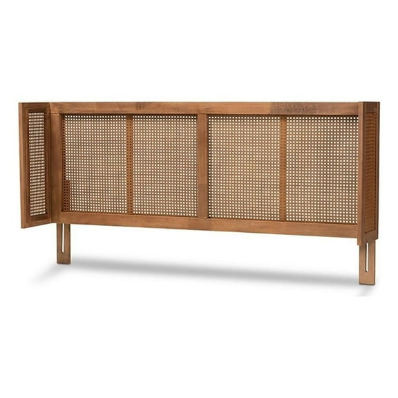 Bowery Hill Modern Wood Queen Size Headboard with Woven Detailing in Ash Brown