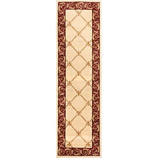 2 ft. 7 in. x 12 ft. Timeless Fleur De Lis Runner Area Rug - Ivory