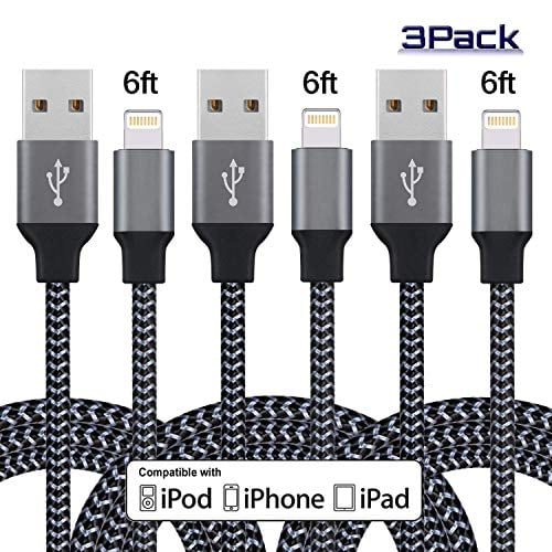 3FT 3FT 6FT 6FT 10FT Extra Long Nylon Braided USB Fast Charging&Syncing Cord Compatible iPhone Xs MAX XR X 8 Plus 7 Plus 6s Plus Blue TNSO iPhone Charger,MFi Certified Lightning Cable 5Pack 