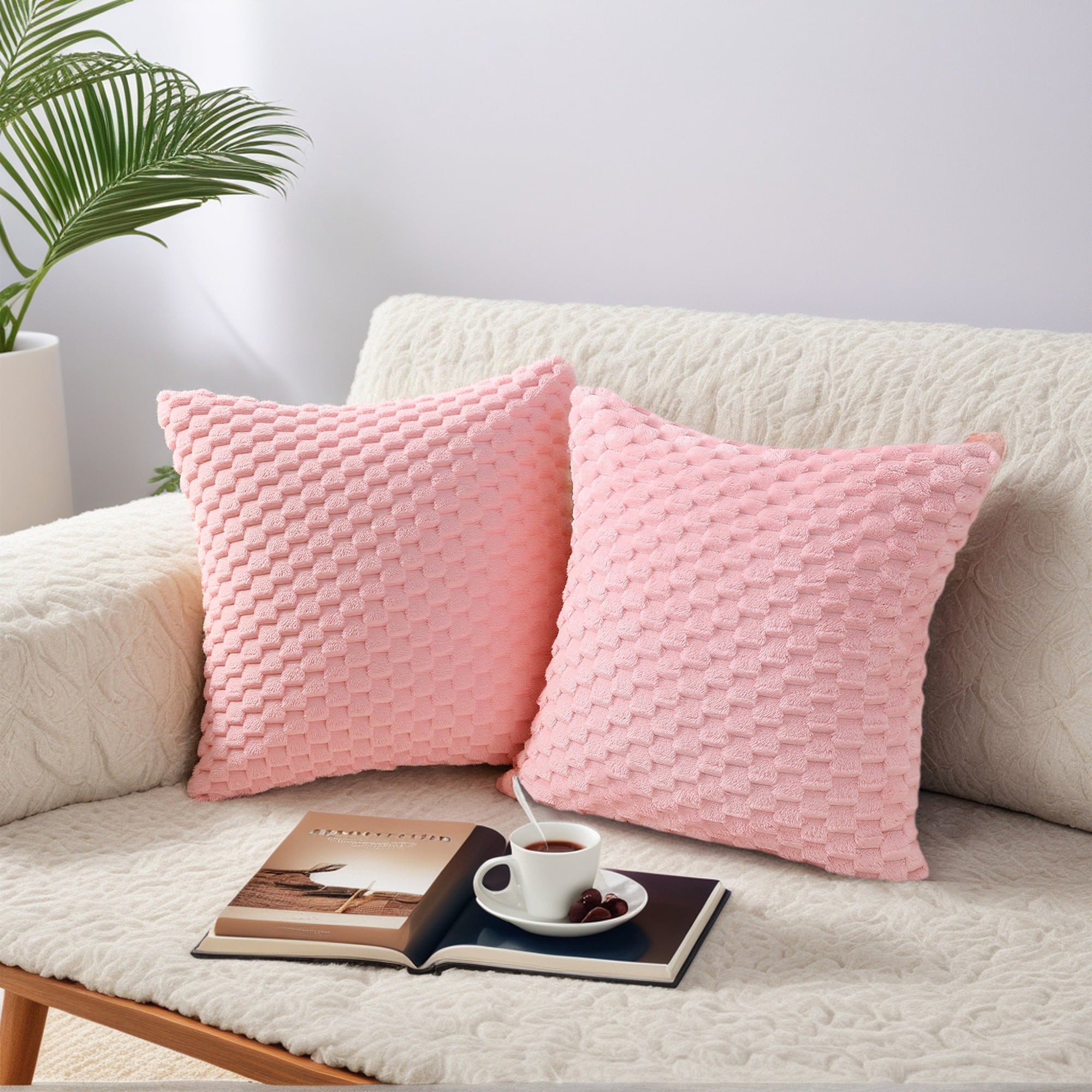 Unique Bargains 4 Pcs Pack of 4 Soft Fuzzy Plush Cushion Cover Grey 16" x 16"/20" x 20"