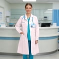 thumbnail image 3 of Elegant Ensemble by Courtyard A Long Lab Coat For Doctors With Notched Lapel And Slant Pockets In Clinical White Finish For Daily Lab Use, 3 of 4