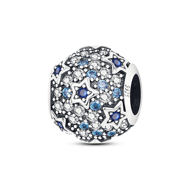 Abalorios Breloque originales de plata 925, cuentas brillantes de circonita cúbica, aptas para pulsera colgante, pulsera de plata de ley Original