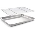 thumbnail image 1 of shiyou-Baking Sheet with Rack Set (1 Sheet + 1 Rack), Stainless Steel Cookie Sheet for Oven Baking, 16”x12” Baking Pan Tray with Cooling Rack, Non Toxic & Heavy Duty, Dishwasher Safe, 1 of 4