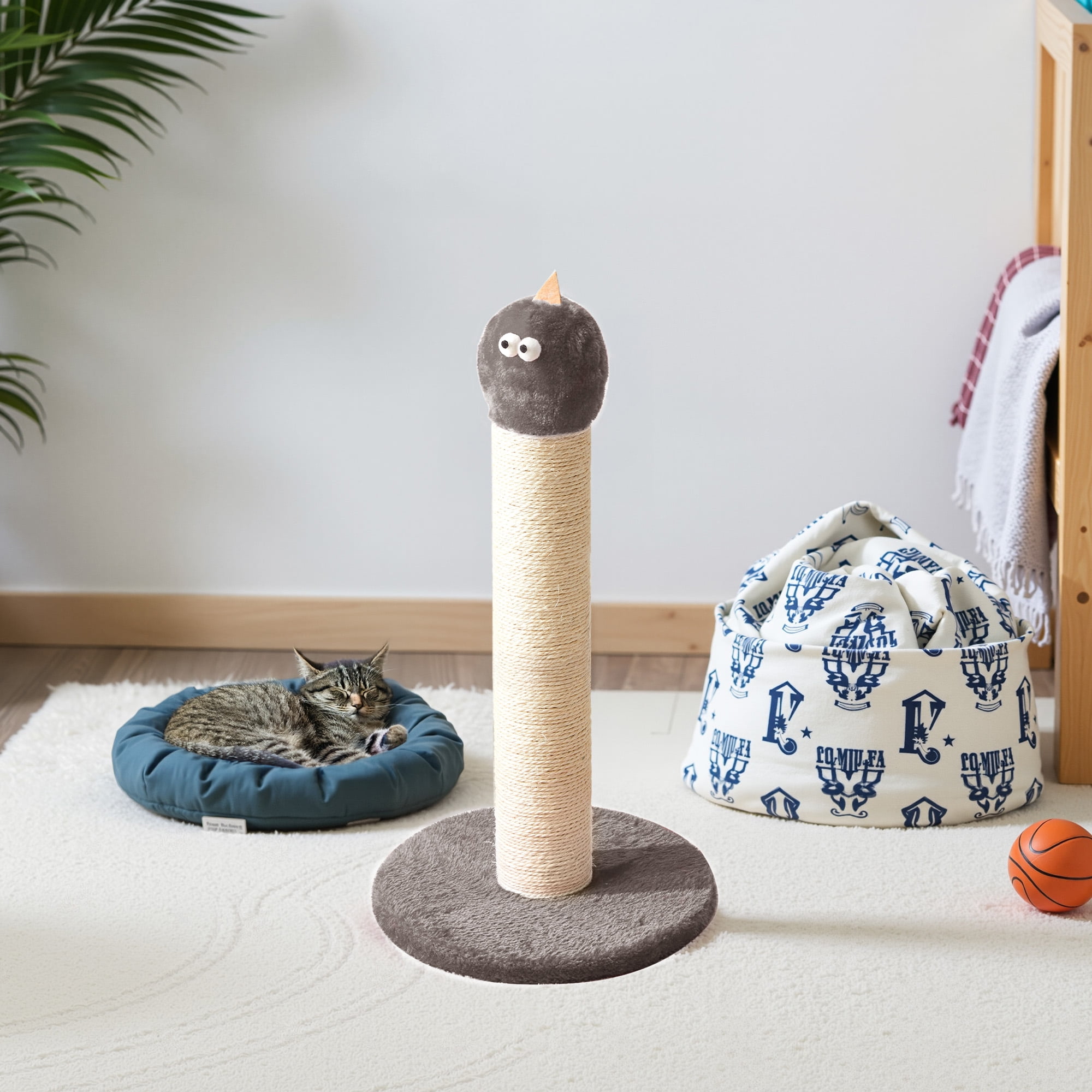 Heynemo 22-Inch Cat Scratching Post , Durable Sisal Scratch Post for Indoor Cats, Monster-Shaped Cat Scratcher for Kittens & Large Cats, Grey