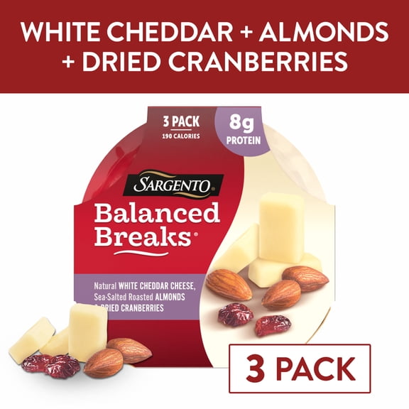 Sargento® Balanced Breaks® Snacks White Cheddar Cheese, Roasted Almonds, Dried Cranberries