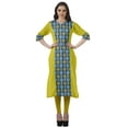 thumbnail image 2 of Moomaya Women Printed Kurti Knee Length Kurta Tunic Tops V Neck Plus Size Dress, 2 of 6