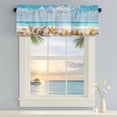 thumbnail image 2 of Kitchen Valances for Window, Summer Ocean Beach Shell Starfish Light Filtering Rod Pocket Valance Curtain, Marine Coastal Blue Sky Short Curtains Window Topper for Bedroom Living Room 54x18in, 2 of 9