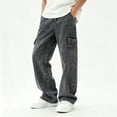 thumbnail image 6 of Teen Boys Cargo Jeans Loose Wide Leg Denim Pants Casual Trousers with Multi Pockets for Streetwear Black 15-16Y, 6 of 8