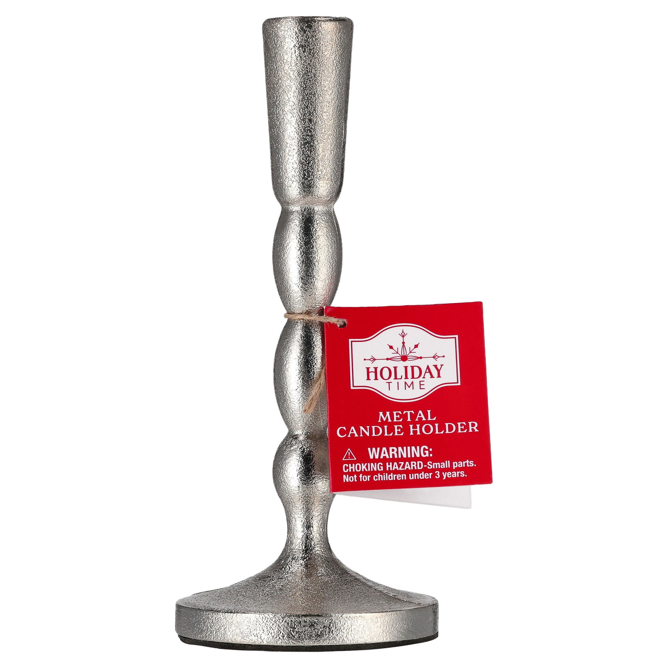 Silver Metal Christmas Taper Candle Holder, 7.8", by Holiday Time