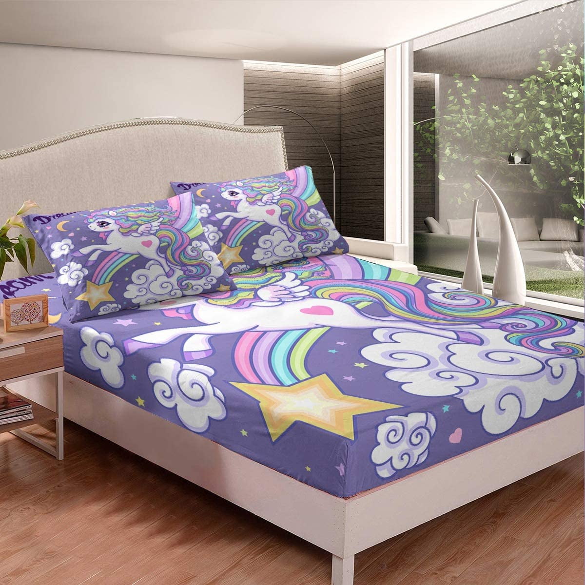 Avocado Cartoon Sleeping Bed Sheet Sets Kids Adult Bedding Set Newest Bed Fitted Sheet Set Ultra Soft Deep Pocket Full 3pcs 1 Fitted Sheet & 2 Pillow Case