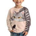 thumbnail image 3 of POLERO American Shorthair Cat Girls Long Sleeve Shirts 2 Pack Yellow Casual Lightweight Layering Tops 13-14 Years Slim Fit Crewneck Casual Undershirts, 3 of 6