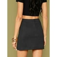 thumbnail image 4 of Deago Women's High Waist Faux Suede Side Split Bodycon Short A Line Mini Pencil Skirt (Black, S), 4 of 9