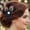 Black, variant on 1920s  Peacock  Hair Clip with Red Satin Flower & Rhinestone, Flapper Headpiece for Parties, Proms