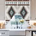 thumbnail image 4 of Aztec Southwestern Swag Curtain Valance for Windows, Ethnic Tribal Style Geometric Teal Grey Window Treatments Short Swag Topper for Kitchen Windows Bathroom Bedroom, 36"x45", 4 of 8