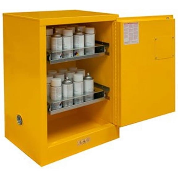 Durham Manufacturing 1012MA-50 FM Approved Flammable Safety Manual Close Storage Cabinet for 24 Aerosol Cans, Safety Yellow