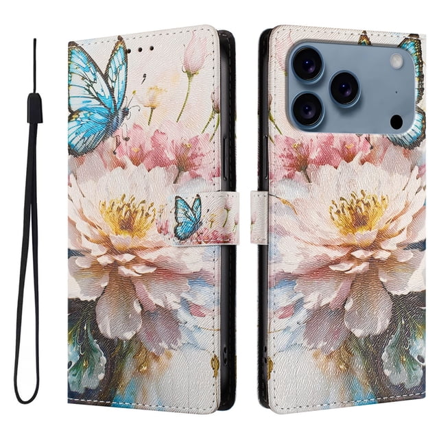 FOXDOCK Funda Tipo Cartera para iPhone 17 Pro con Soporte y Correa – Diseño de Patrones Lindos