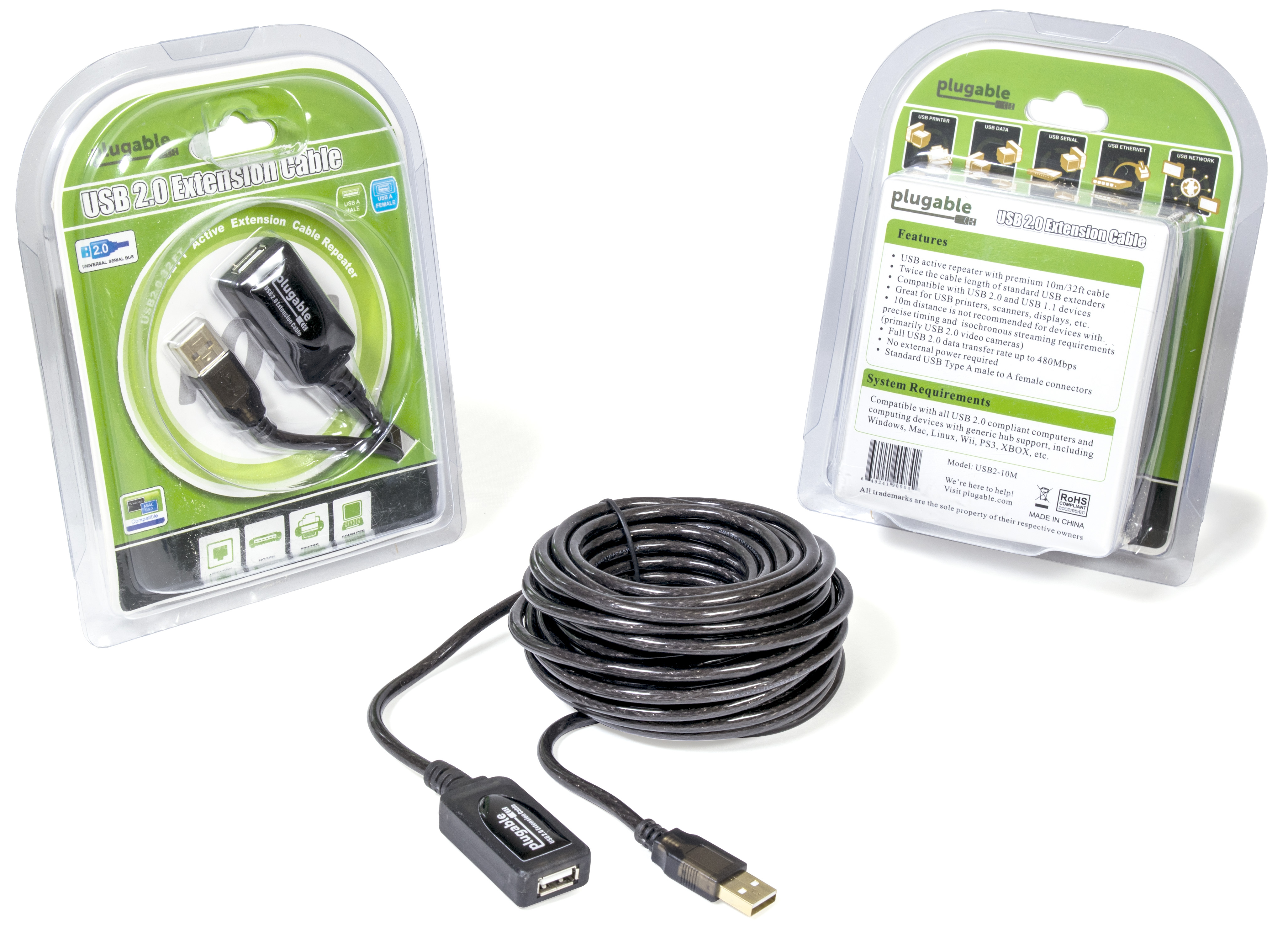 Plugable 10 Meter (32 Foot) USB 2.0 Active Extension Cable Type A Male to A Female - image 3 of 4