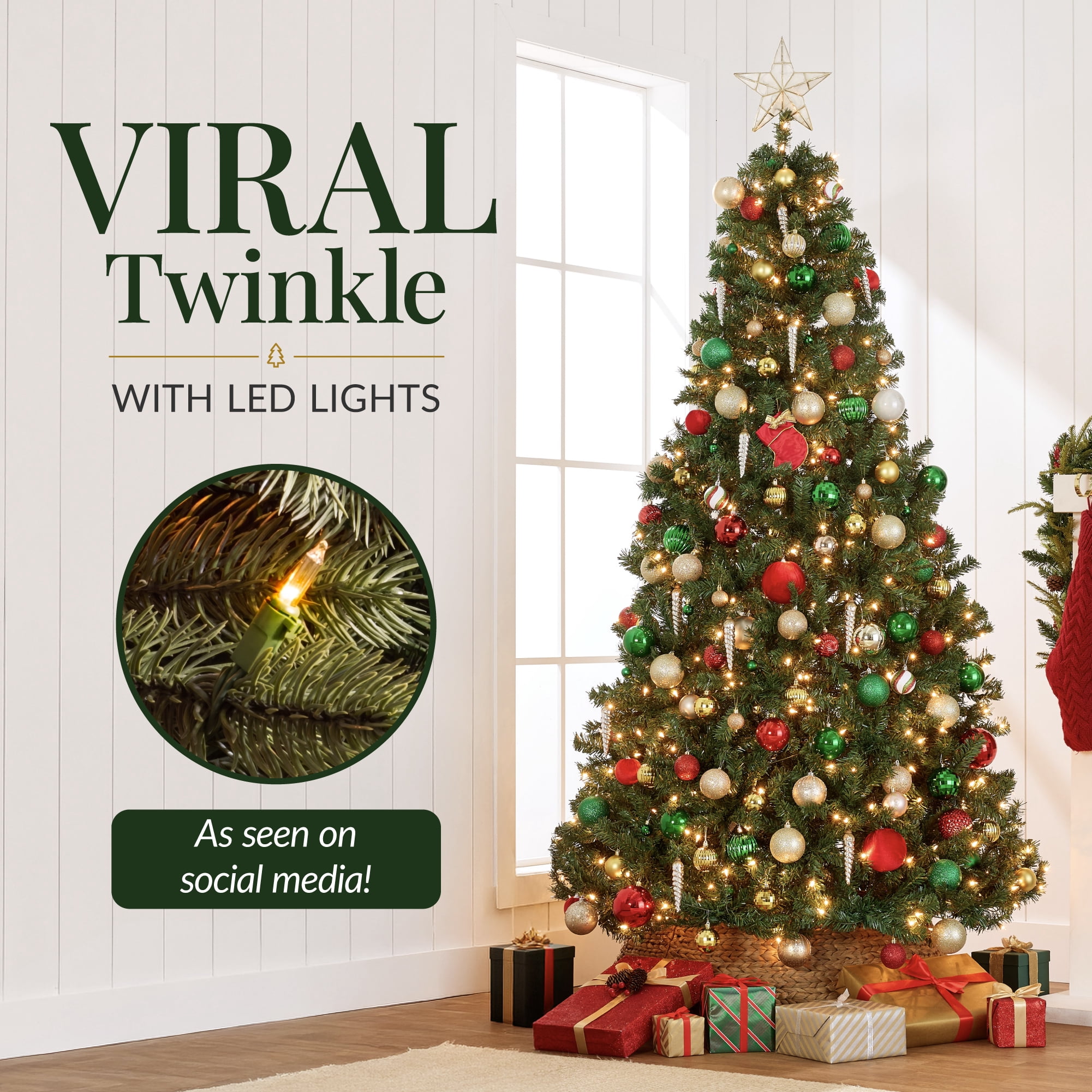 Best Choice Products 4.5ft Artificial Christmas Tree with Viral Twinkling Lights, Pre-Lit Spruce, 200 Lights