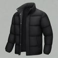 thumbnail image 2 of Men's Down Jacket Zip Up Winter Warm Thicken Puffer Coats Casual Long Sleeve Water Resistant Windproof Insulated Tops (L, Black), 2 of 5