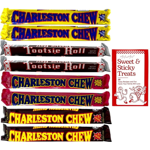 Charleston Chew and Giant Tootsie Roll Nostalgia Candy 4 Flavor Variety (2) each Vanilla, Chocolate, Strawberry, and Tootsie   MerlinsMart Zine