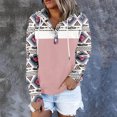 thumbnail image 1 of Puntoco Sudaderas con capucha para mujer, sudadera con capucha azteca para mujer, suéter con estampado geométrico, manga larga, cuello de tortuga, camiseta con cordón, sudaderas con bolsillo Puntoco Puntoco-7883, 1 of 7