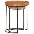 thumbnail image 3 of vidaXL 2 Piece Coffee Table Set Solid Acacia Wood and Steel, 3 of 5