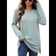 thumbnail image 2 of Camiseta Holgada de Larga con Cuello Redondo y Estampado Geométrico de Jacquard para Mujer, Ropa de Invierno 2025 Verde Oscuro S, 2 of 10