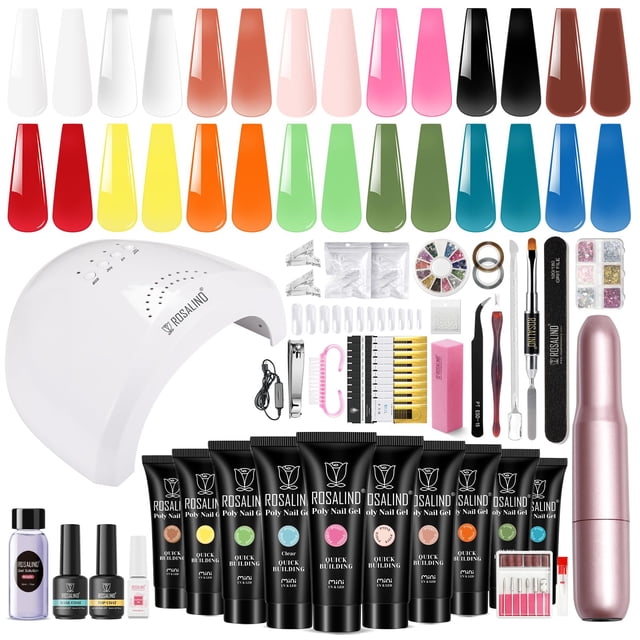 Kit de inicio en gel de uñas Poly ROSALIND con 14 colores y 75 accesorios