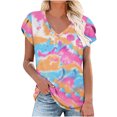 thumbnail image 1 of Fiudx Liquidación de Ofertas Flash Blusa Estampada con Cuello En V y Manga Corta Informal para Mujer a La Moda, 1 of 5