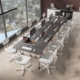 thumbnail image 5 of 55.1in Folding Conference Room Tables on Wheels, 4 Pack Large Mobile Meeting Seminar Table Rectangular Flip Top Training Conference Table for Home Office, Classroom, Business (Black）, 5 of 7