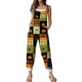 thumbnail image 6 of Stralyhd Halloween Women's Jumpsuits Halloween Party Scoop Neck Jumpsuit Festival Gathering Jumpsuits with Pockets Scary Pumpkin Pattern Wide Leg Trousers Green 3XL, 6 of 7