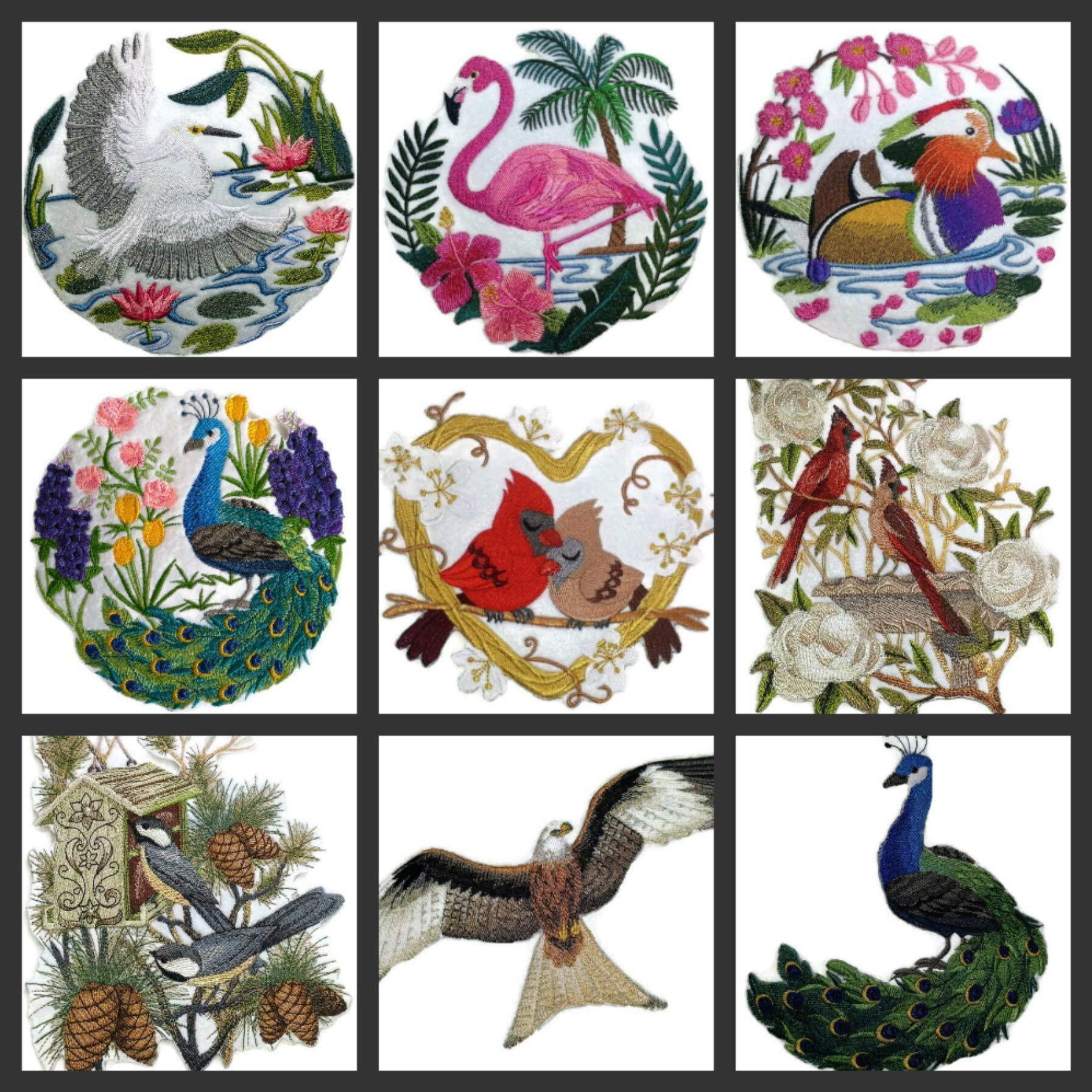 Peacock Scene Embroidered Iron on/Sew Patch [6.8"]