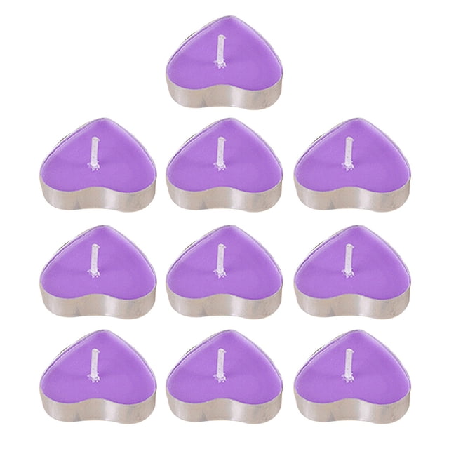 50 velas románticas sin humo para confesión de matrimonio, velas de cera en forma de corazón (moradas)