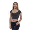 thumbnail image 3 of Women's Short Sleeved Crop Top Sportswear, S, Grey, by Ambesonne, 3 of 3