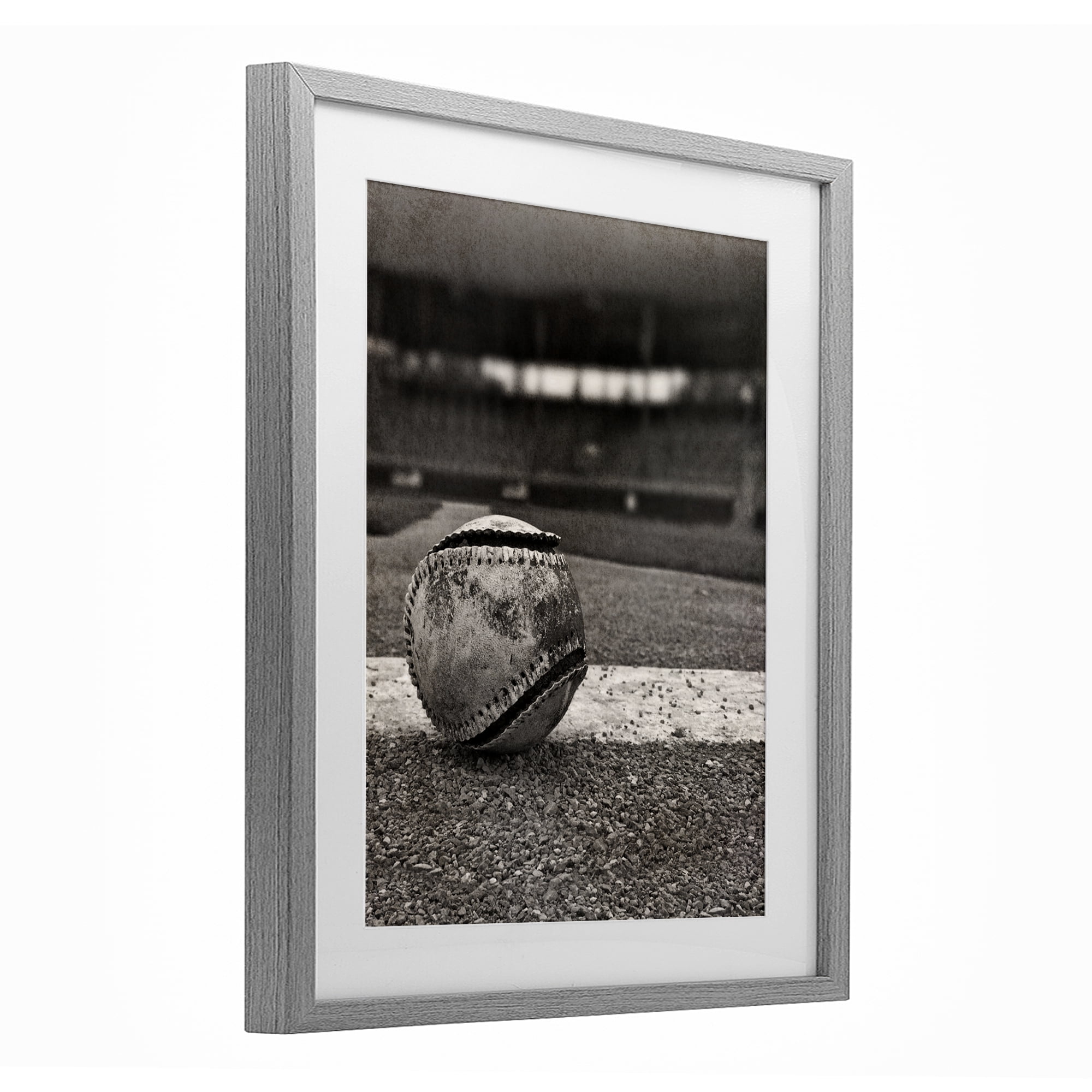 Stupell Industries Vintage Sports Weathered Baseball Gray Framed Print Under Glass, design by Marcus Prime
