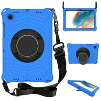 Dteck Case for Samsung Galaxy Tab A8 10.5 Inch (2022), SM-X200/X205/X207 with 360 Degree Rotating Kickstand Shoulder Strap Heavy Duty Protective Rugged Case Cover, Blue