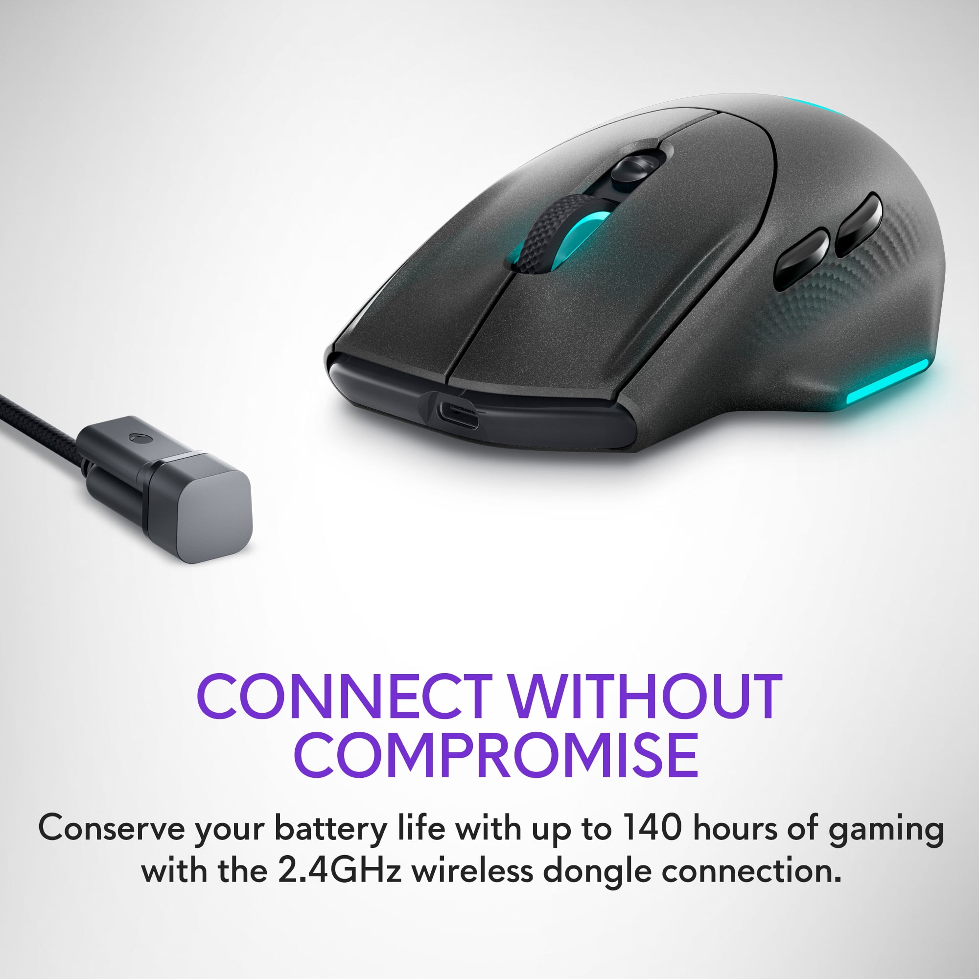 Alienware Wireless Gaming Mouse, AW620M, 2.4GHz, 26000 DPI, 7 Buttons, Dark Side of the Moon