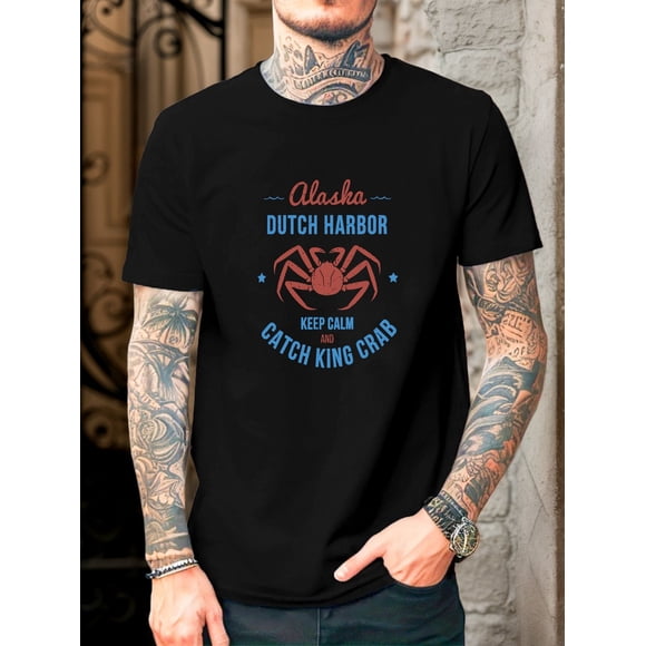 Dutch Harbor Alaska Crab Catching Slogan Summer Casual Apparel Unisex T-Shirt G206, up to Size 5XL